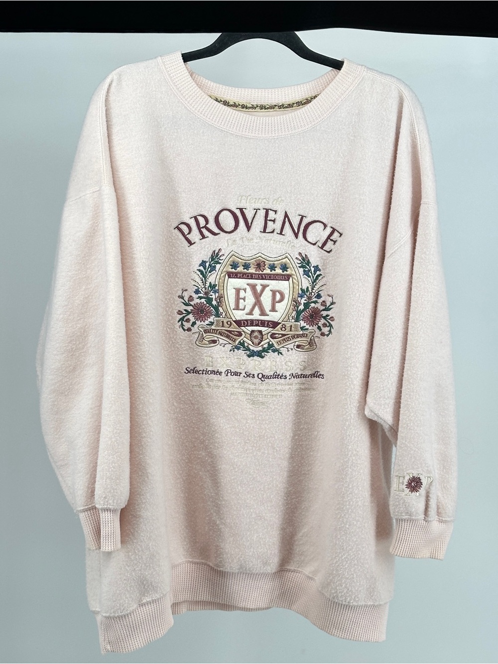 Vintage Large Express Provence Embroidered Logo Pink Crewneck Sweatshirt Floral